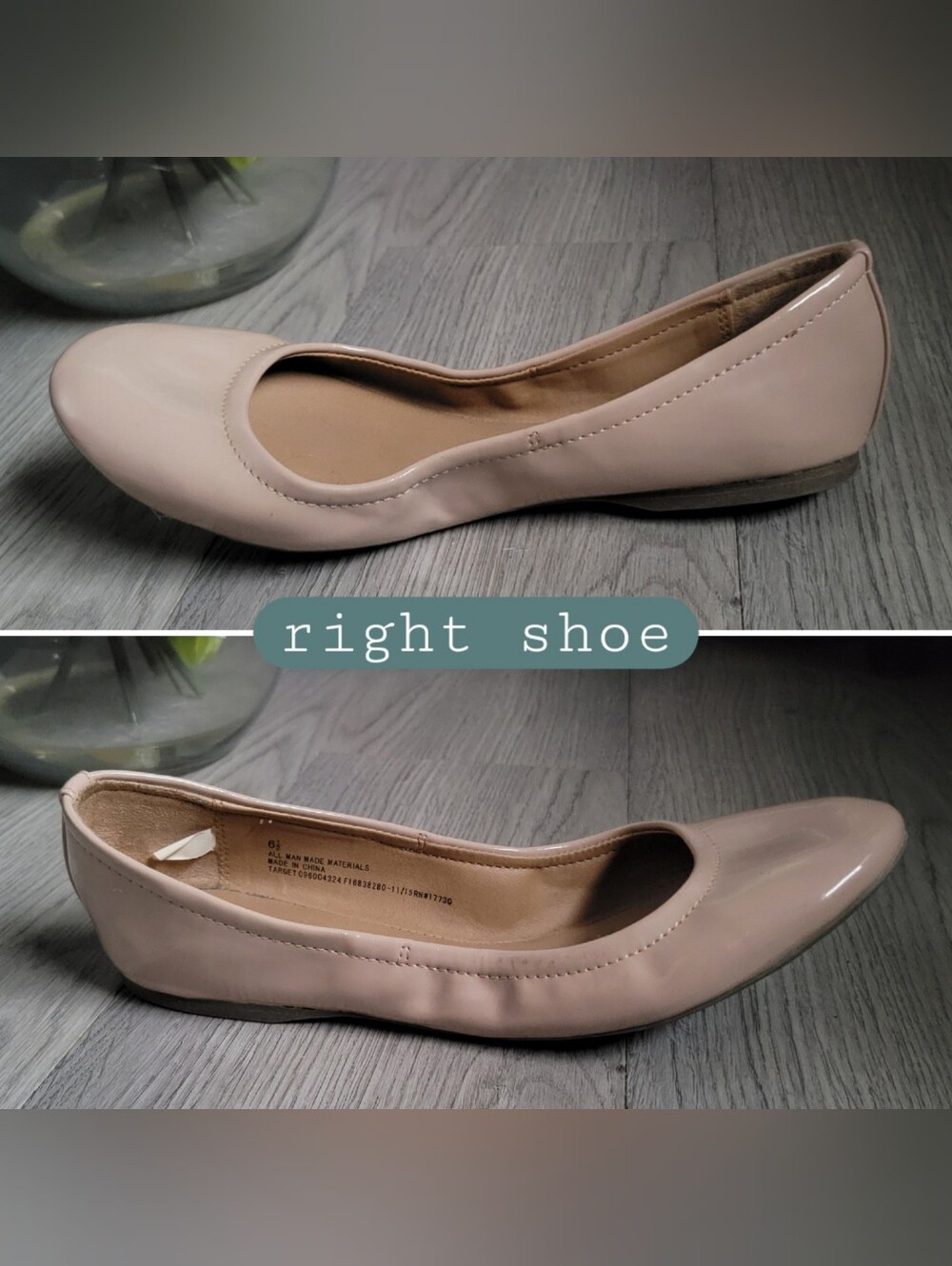 Mossimo Glossy Patent Leather Nude Cream Round Toe Ballet Flats, US 6.5 EU 37 - Picture 8 of 14